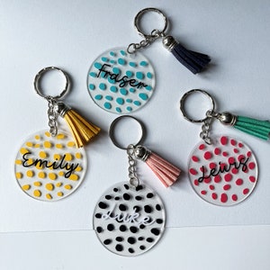 Custom Polka-dot Keychains: Personalized Student Gifts & Unique Presents for Any Occasion| Student| Keepsakes| Life Events| Party | Favours|