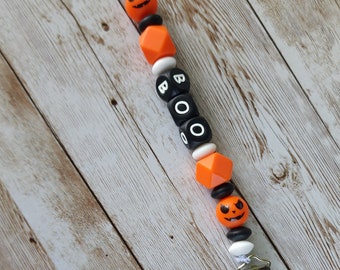 Orange pacifier clip holder | Personalized Pacifier clip | Jack Skellington pacifier clip | pacifier clip | Halloween baby pacifier clip