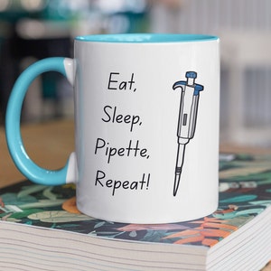 Funny Science Mug | Eat Sleep Pipette Biology Pun Mug, Gift for scientists, gift for biologists, gift for teachers, gift for students