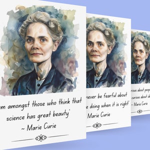 Classroom Science Posters Marie Curie Quotes | 4X Digital Download Posters For Classrooms and Bedrooms, For Teachers, For Students