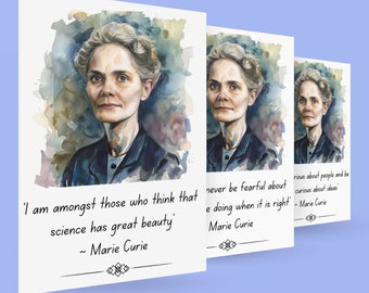 Classroom Science Posters Marie Curie Quotes | 4X Digital Download Posters For Classrooms and Bedrooms, For Teachers, For Students