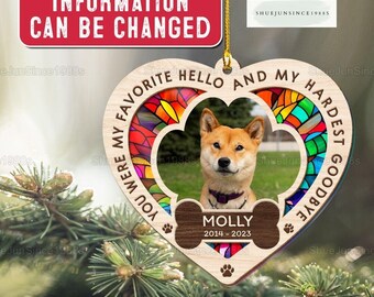 Personalized Pet Memorial Suncatcher Ornament, You Were My Favorite Suncatcher Ornament, Pet Remembrance Gift, Photo Ornament, Pet Memorial