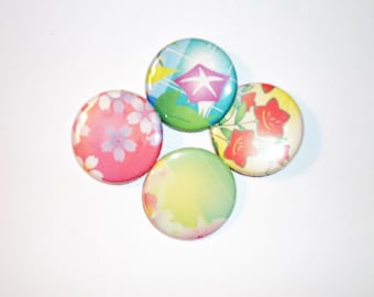 4 Origami Pin Back Buttons -1.25in