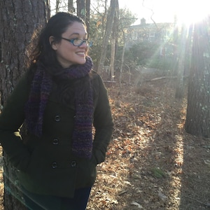 Blue Purple and Multi-color Handknit Scarf