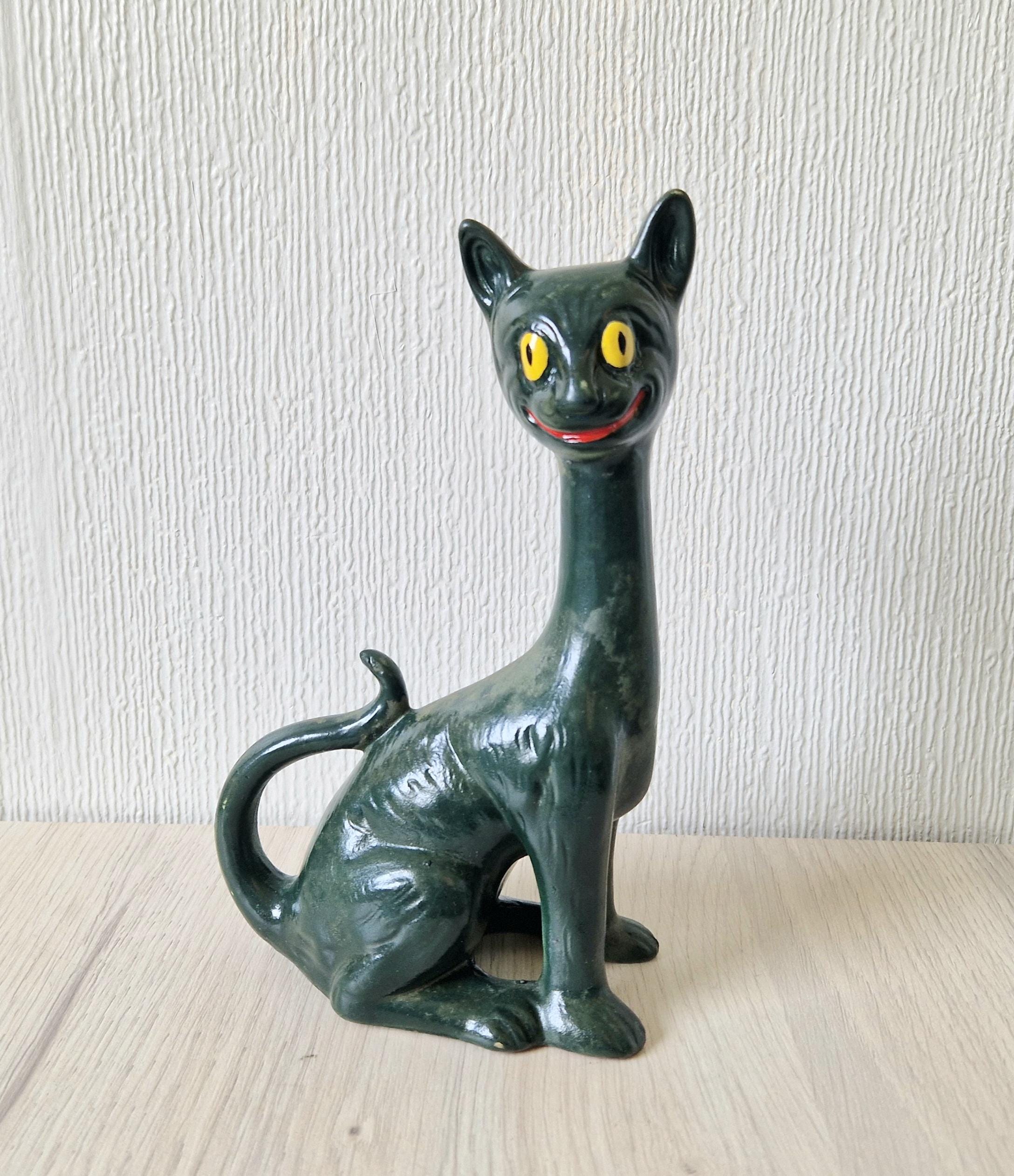 unoa 【Victorian cats Blue green】 Victorian Grotesque Green Ceramic Grinning Cat Figure