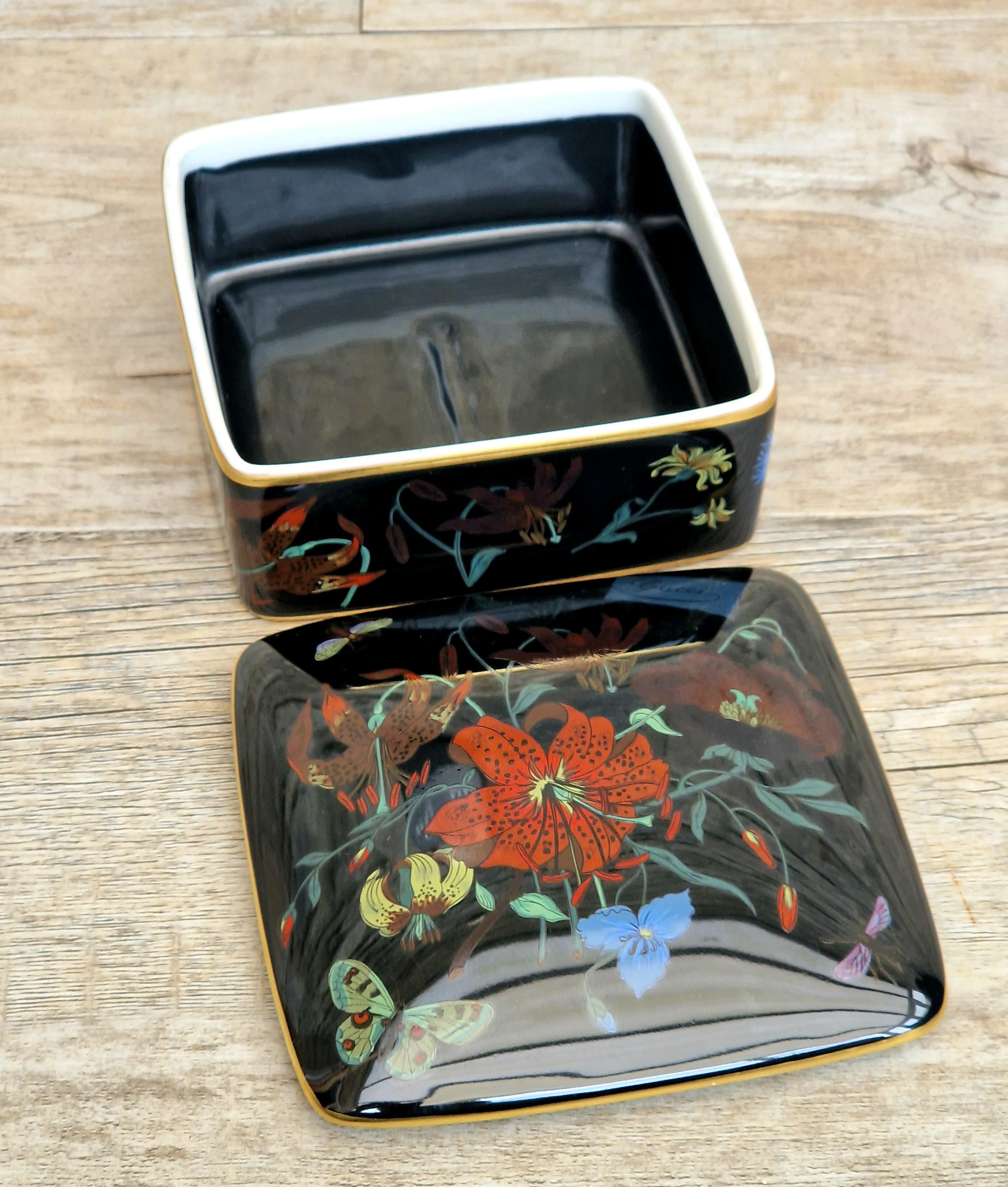 ヴィンテージ ベルナルド リモージュ磁器箱：グッチ フローラ ノワール