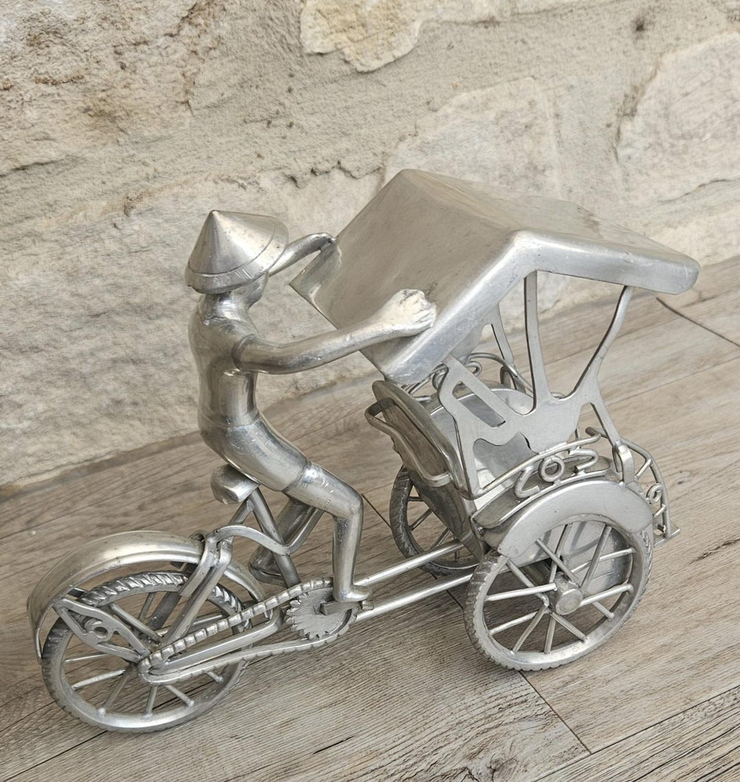 Vintage Asian Rickshaw Ornament Sturdy 14cm Tall Display Figurine ...
