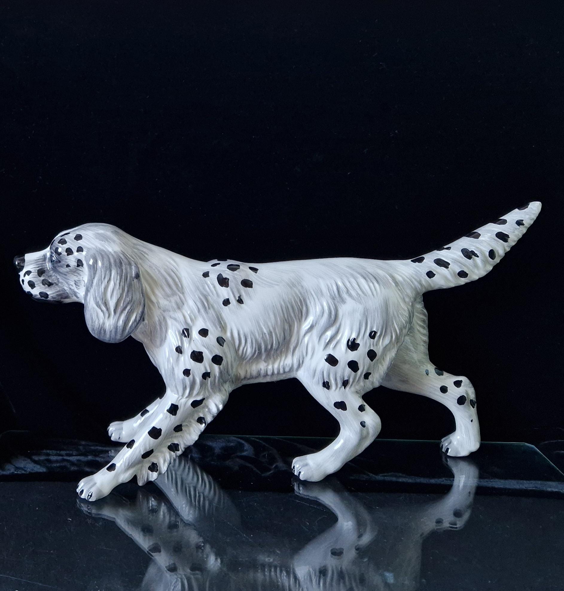 ヴィンテージ高級イタリア製陶器製イングリッシュ セッター犬手描き