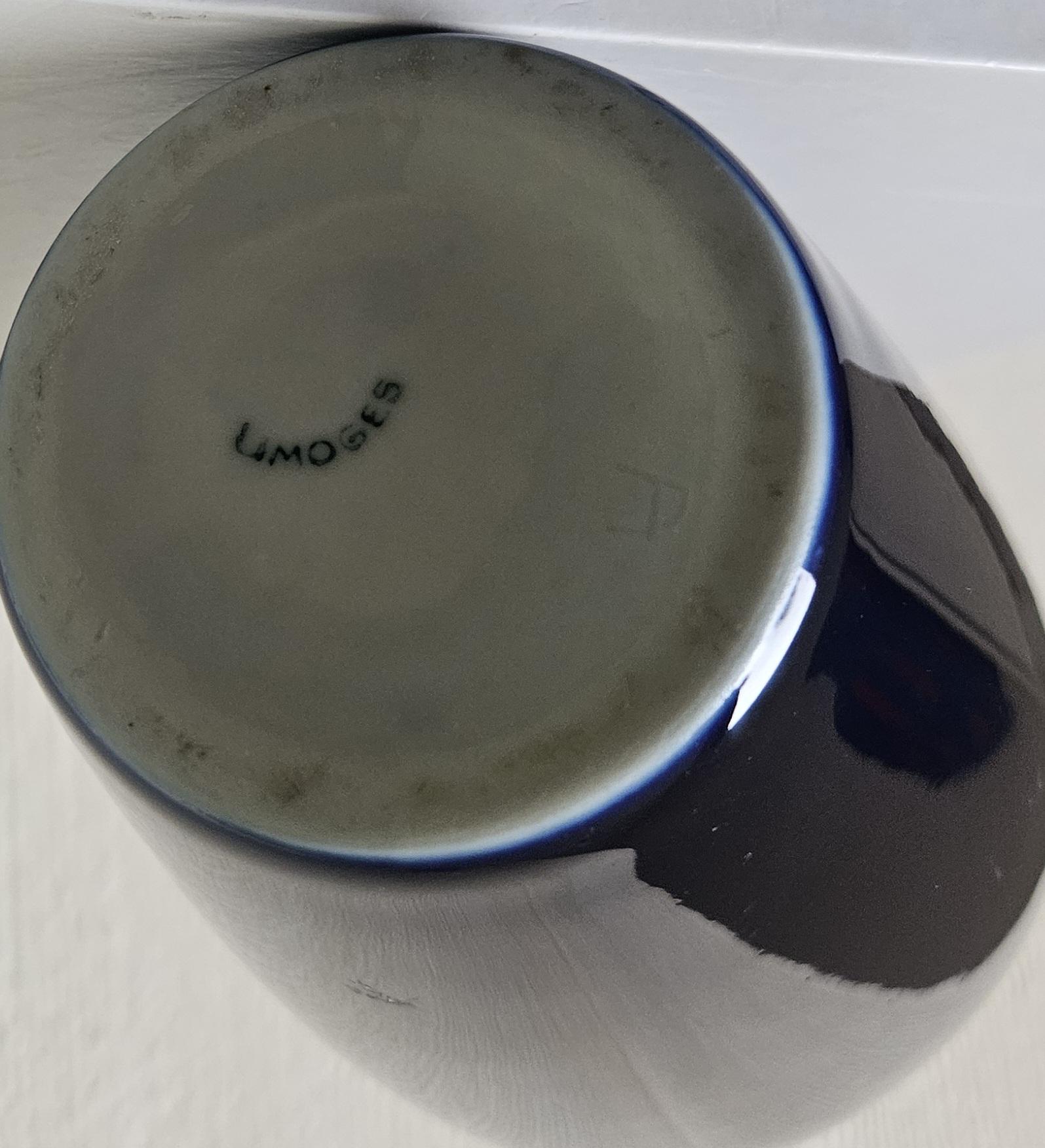 ヴィンテージ リモージュ ダークブルー 磁器 バラスター型花瓶 