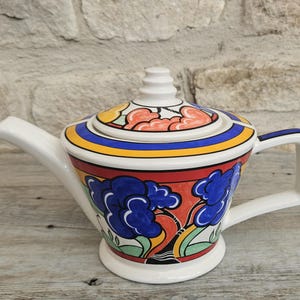 Tetera vintage Sadler Art Déco, estilo Clarice Cliff, fabricada en Inglaterra, 475 ml, decorativa.