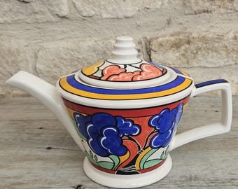 Tetera vintage Sadler Art Deco estilo Clarice Cliff, fabricada en Inglaterra, 475 ml, artículo de cocina decorativo de colección.