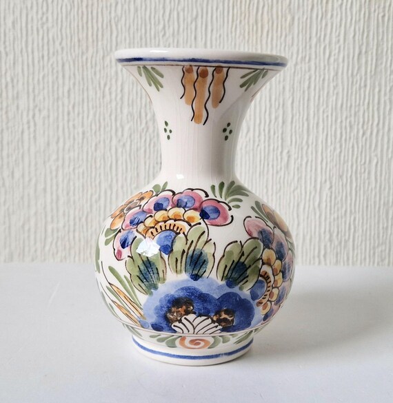 ヴィンテージ デルフト オランダ 多色花柄 手描き 小型 花瓶 - Etsy 日本