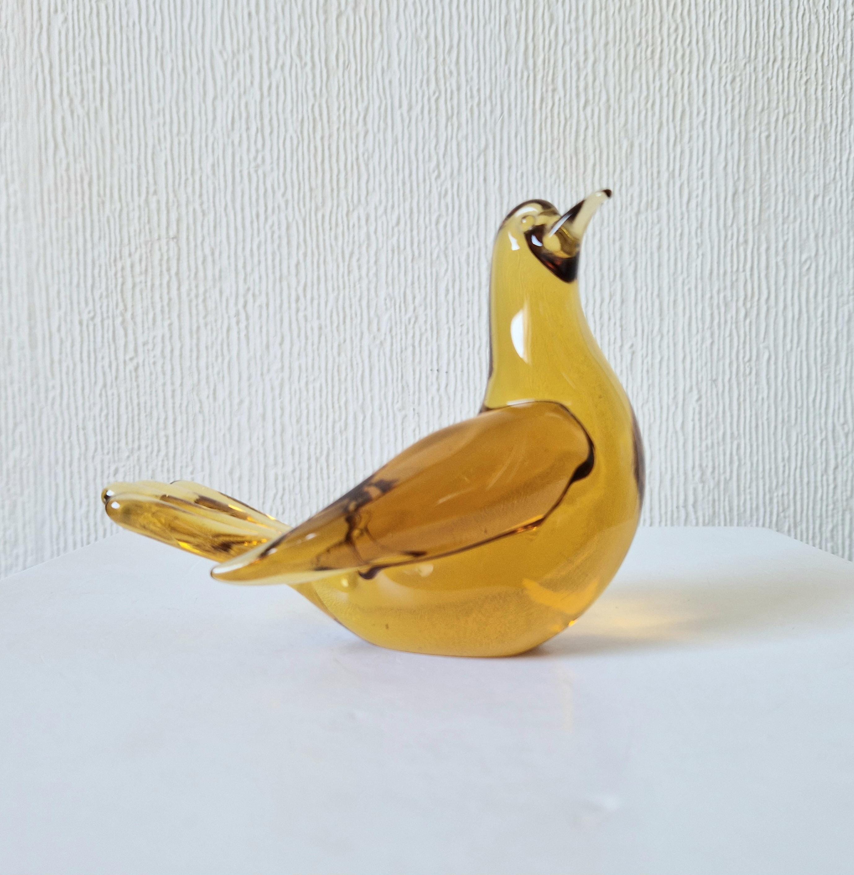 Murano Glass Bird Archimede Seguso ムラーノ Vintage Archimede Seguso Murano Italy Venetian Amber Art