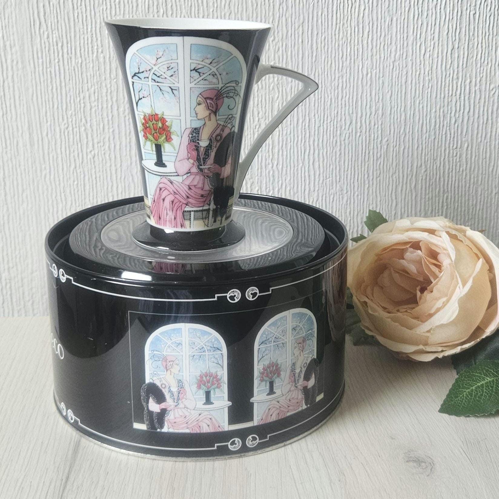 Art Deco Lady Mug in Tin - Clinton Cards England - Etsy