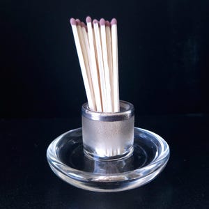 1901 Sterling Silver Rim Glass Table Match Strike Holder H.J.Cooper & Co