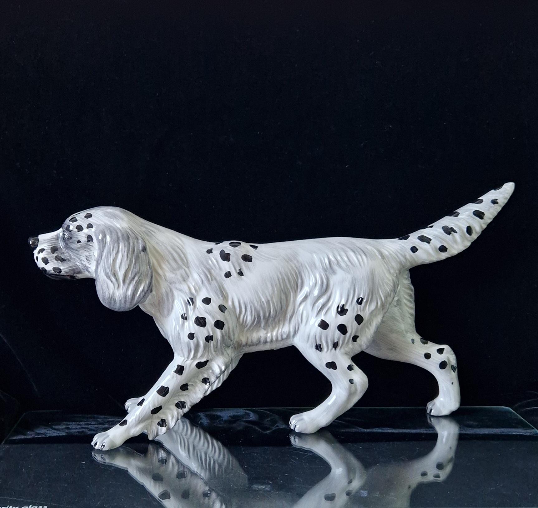 ヴィンテージ高級イタリア製陶器製イングリッシュ セッター犬手描き