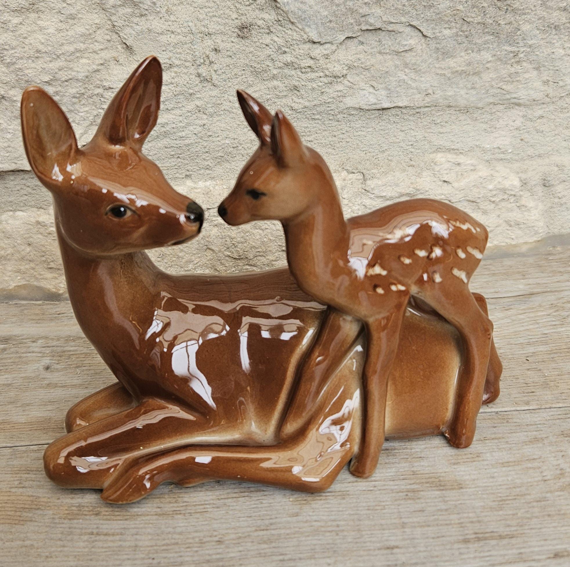 Bambi アンティーク置物 Bambi Doe and Fawn Porcelain Ornament Figurine Mid Century Deer