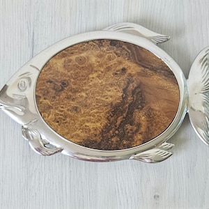 Vintage Large Mcm Fish Shaped Trivet Italy Silver Plated kitchen Retro Italian