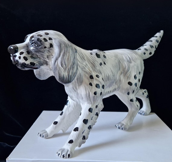 ヴィンテージ高級イタリア製陶器製イングリッシュ セッター犬手描き