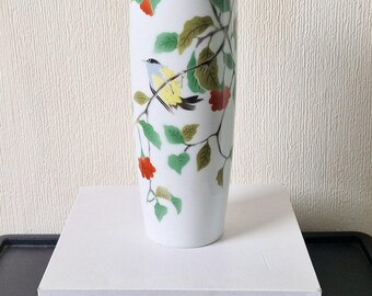 陶器の花瓶 鳥と花のデザイン ヴィンテージ深川陶器花瓶：手描き鳥と花、11インチ - Etsy 日本