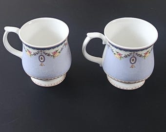 Paar Queens England Becher viktorianischen Borders Lavendel Hält 250mls