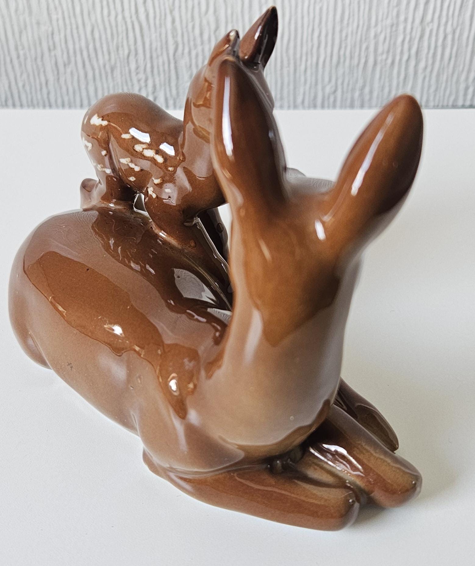 Vintage Bambi Doe and Fawn Porcelain Figurine: Mid-century