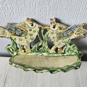 Vintage Ceramic Wall Shelf: Two Birds Studio Pottery, Signed Decor