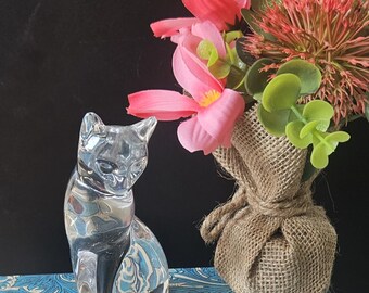 Vintage 1993 Glass Crystal Cat Figure Ornament Lenox Stamped 11cm