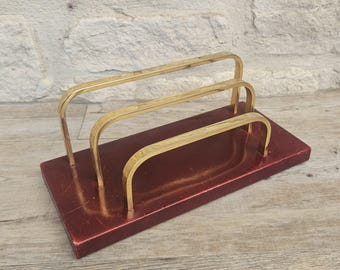 Harrods London Leder Metall Schreibtisch Post Briefhalter Circa Mitte des 20.Jahrhunderts