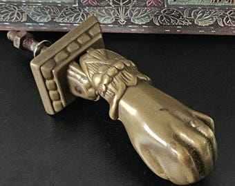 Vintage Small Brass Hand of Fatima Door Knocker Hand of Eve Solid Antique Hardware Decor