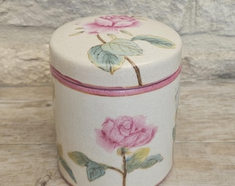 Keramik Kosmetik Dose mit Deckel Rose Floral Lisbeth Dahl Pink Pretty 10cm Groß