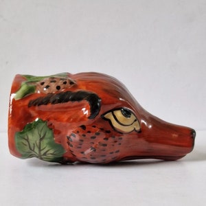 Aesop&#39;s Fables Ceramic Fox Head & Grapes Stirrup Cup Antique 19th Century Staffordshire Pottery Rare