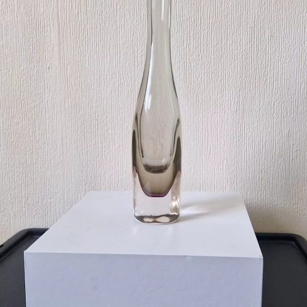 Rare Mid Century Heavy Hand Blown Triple Sommerso Art Glass Bottle Vase 31cm