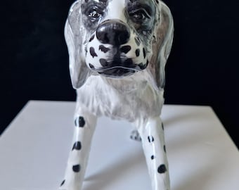ヴィンテージ高級イタリア製陶器製イングリッシュ セッター犬手描き