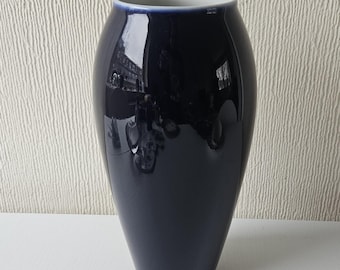 リモージュ　パテシュールパテ　紺碧　花瓶　花器　フランス　アンティーク　陶器 ヴィンテージ リモージュ ダークブルー 磁器 バラスター型花瓶