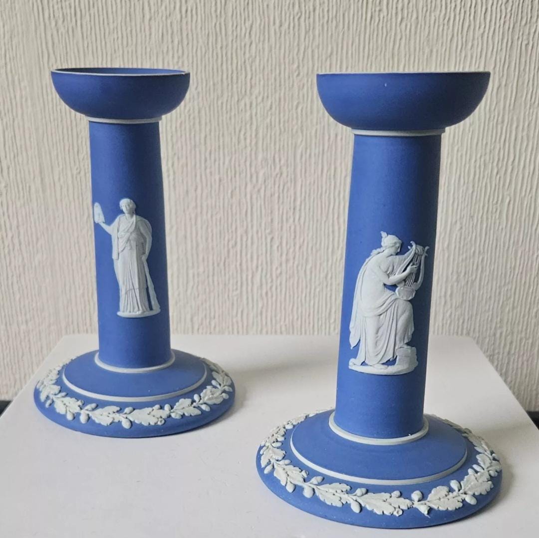 ウェッジウッド ジャスパー 燭台（キャンドルスティック） ヴィンテージ ウェッジウッド ジャスパーウェア キャンドルスティック