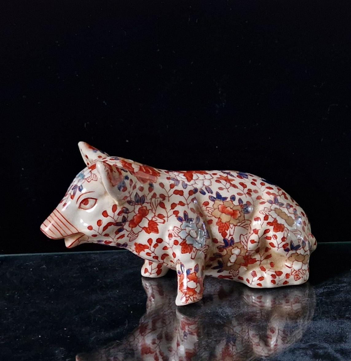 アンティーク 伊万里模様 中国陶器 花模様 豚座像 置物 18 cm - Etsy 日本