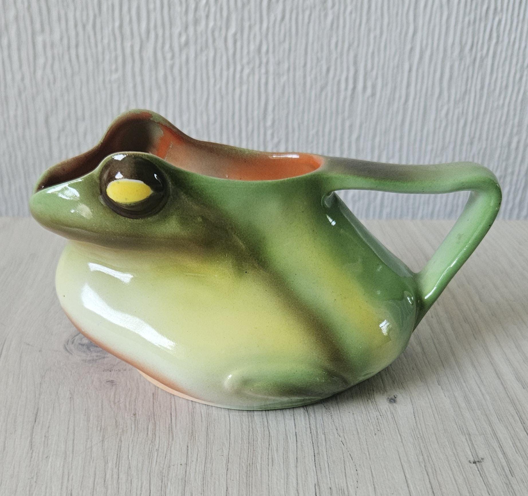 カエル付き信楽焼花器 骨董品 時代物 希少品 ヴィンテージ品 一品物