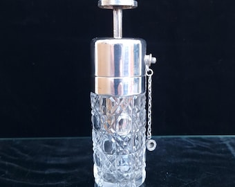 Antique Art Deco Theophilus Martin Baccarat Glass Sterling Silver Piston Pump Perfume Atomiser