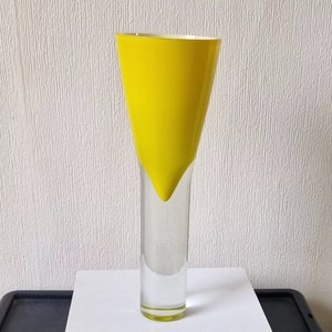 Yellow Sommerso Vase Art Glass Cased Inverted Cone Mid Century Design