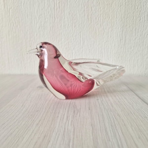 Pink Ventreria Artistica Oball Hand Blown Murano Glass Bird Figure Ornament