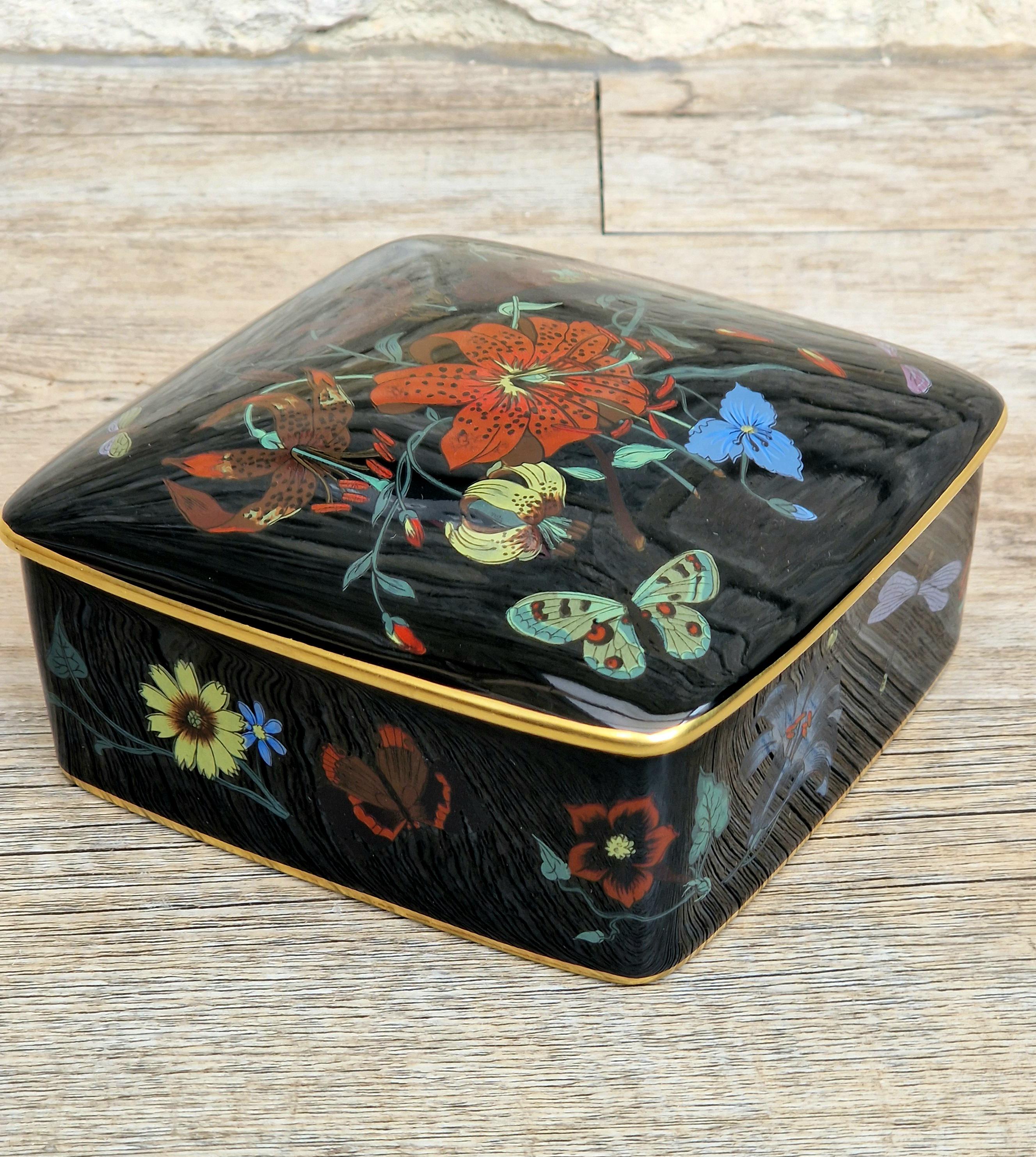 ヴィンテージ ベルナルド リモージュ磁器箱：グッチ フローラ ノワール