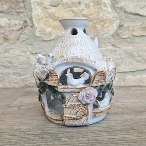 Handmade Large Pottery Birdhouse Essential Oil Diffuser Ark Pottery England Dove Cote Vintage Rustic Decor