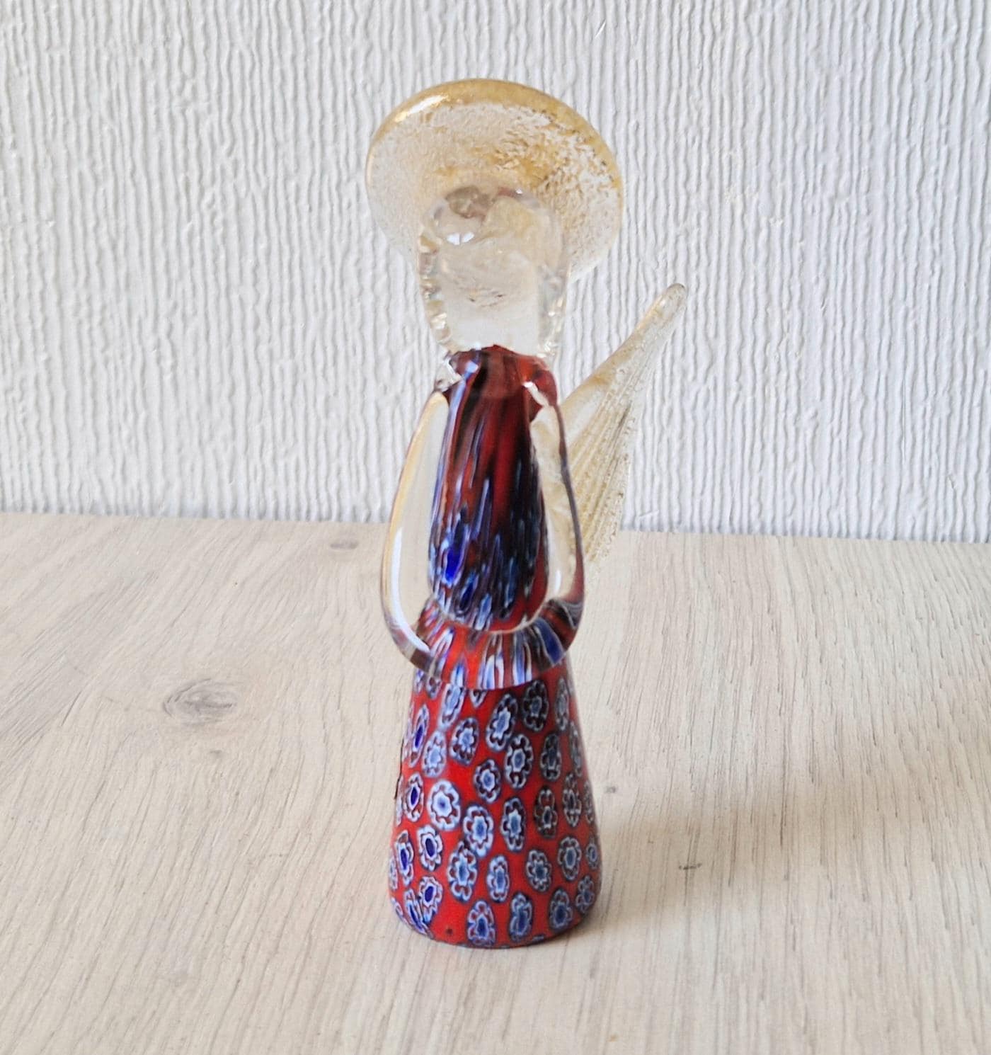 Vintage Mid Century Millefiori Glass Angel Murano Ferro and