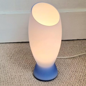 Mid-Century Retro Torchiere Style All Glass Sky Blue Cased Table Lamp 25cm