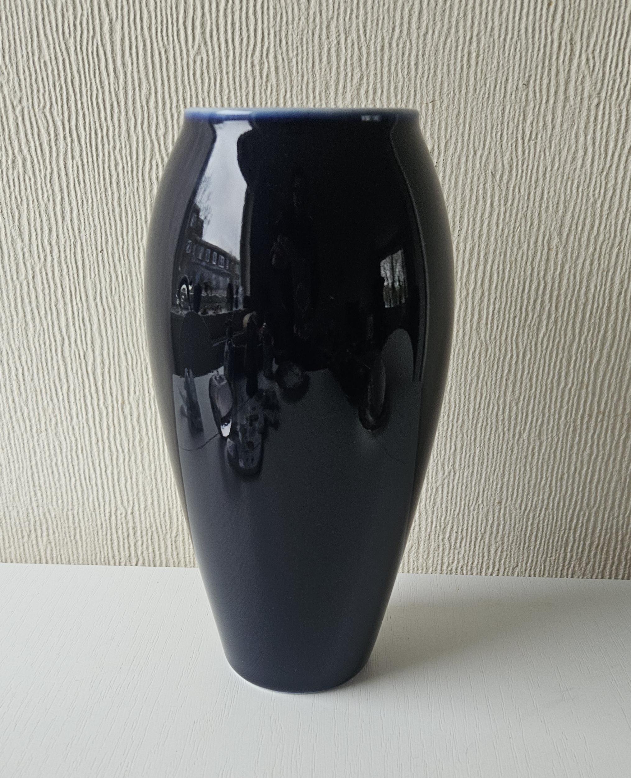 ヴィンテージ リモージュ ダークブルー 磁器 バラスター型花瓶 