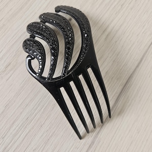 Vintage mantilla black rhinestones hair accessory comb Antique Victorian 1800s/1900s Blue Rhinestone Mantilla Style  main image 4