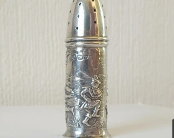 Pfeffertopf Sterling Silber Miniatur Antik 1919 Chester Repousse Tanzszene