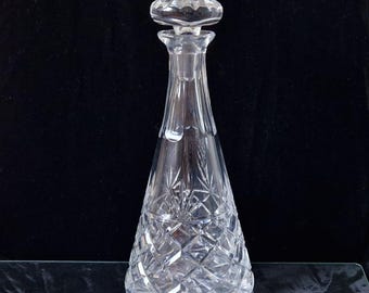 Vintage Royal Brierley Crystal Cut Glass Conical Decanter 29cm
