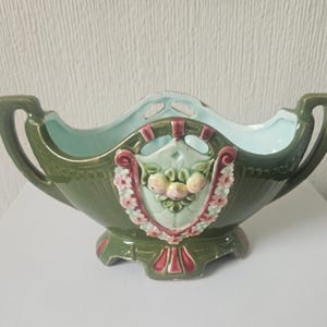 Small Art Nouveau Antique Green Vase Jardiniere 9.5cm Duxer Porzellan-Manufaktur (Dux)